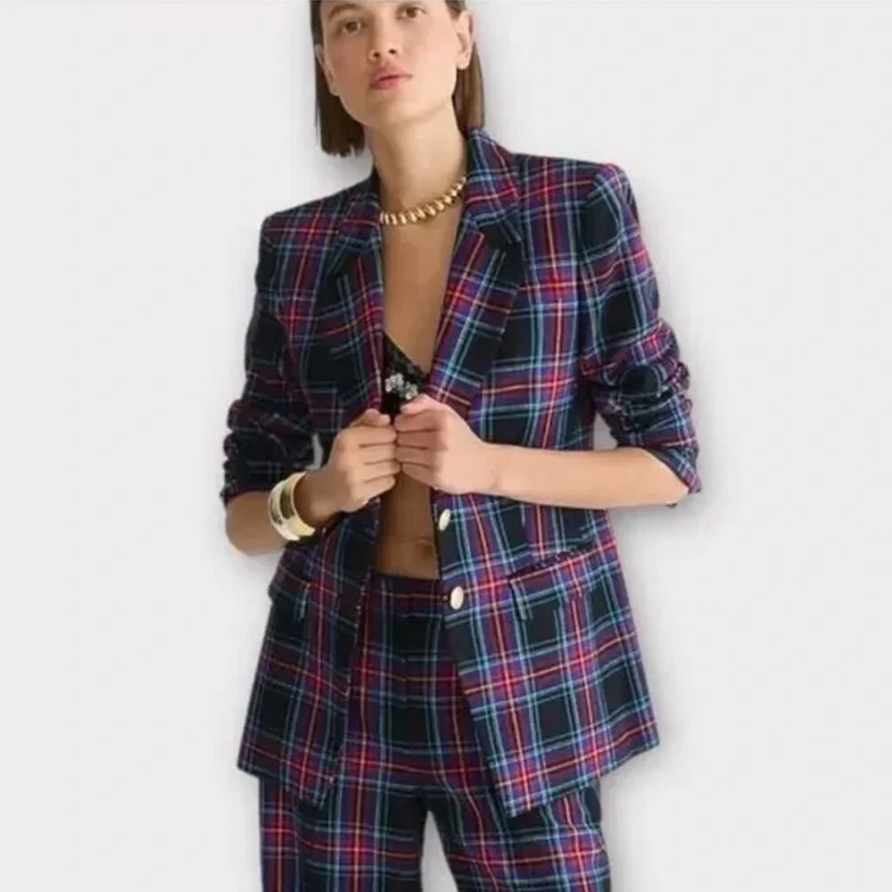 J. Crew Nipped-in Blazer In Stewart Tartan Sz 8